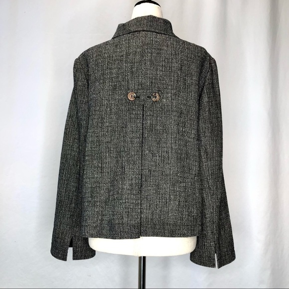 J Jill lightweight jacket unlined cotton linen blend swing brown black buttons - Picture 4 of 11